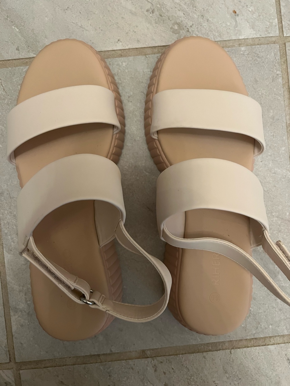 Women's Cream Double-Band Slingback Sandals